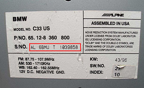 alpine radio serial number