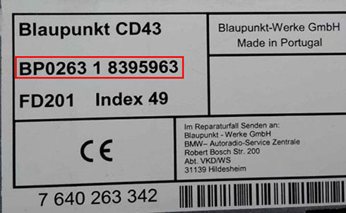 bmw radio serial number