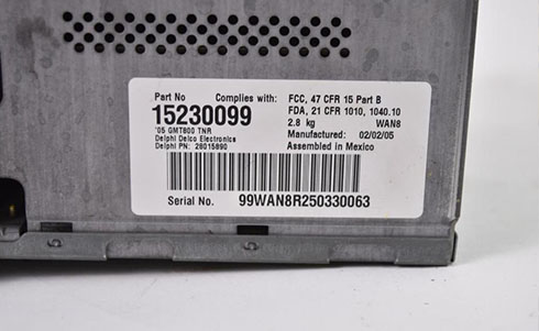 cadillac radio serial number