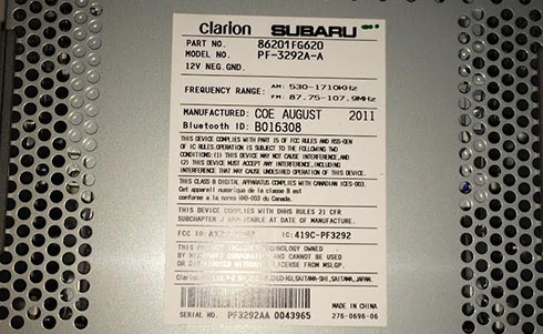 clarion radio serial number