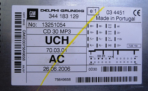 delphi grundig radio serial number