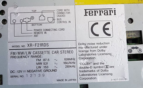 ferrari radio serial number