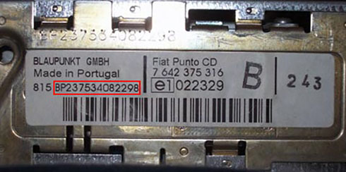 fiat radio serial number