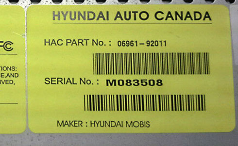 hyundai radio serial number