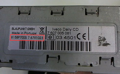 iveco radio serial number