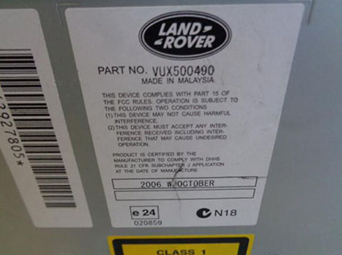land rover radio serial number