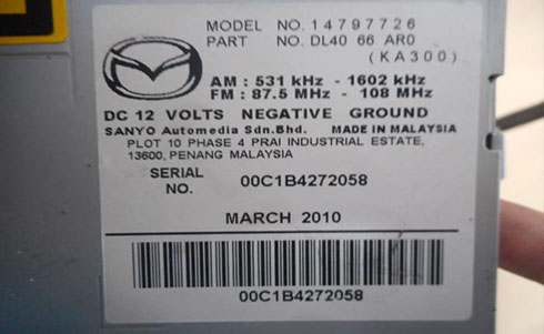 mazda radio serial number