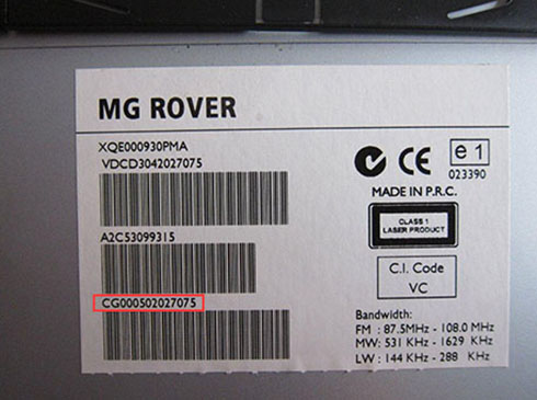 mg radio serial number