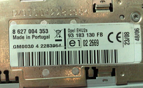 opel serial number