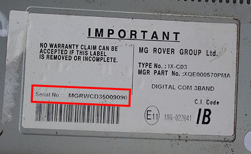rover radio serial number