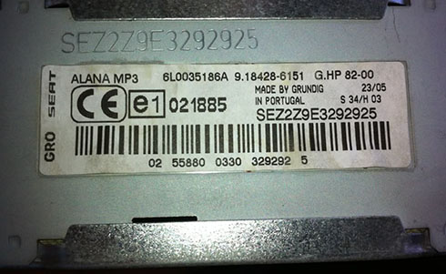 seat serial number