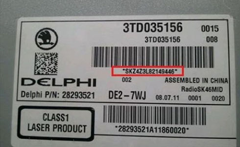 skoda radio serial number