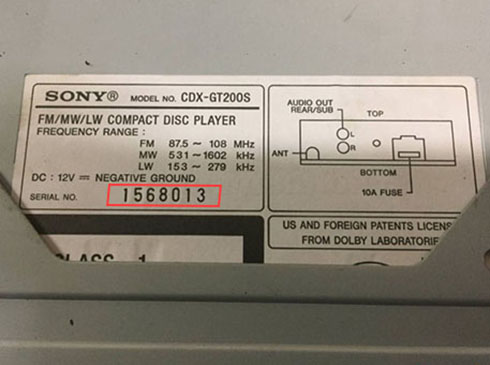 sony radio serial number