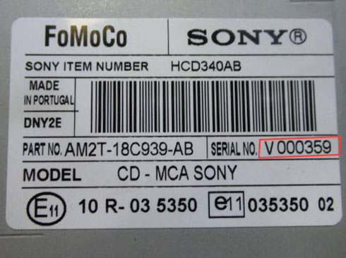 sony serial number