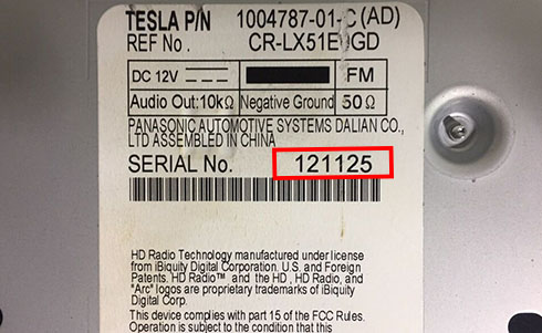 tesla radio serial number