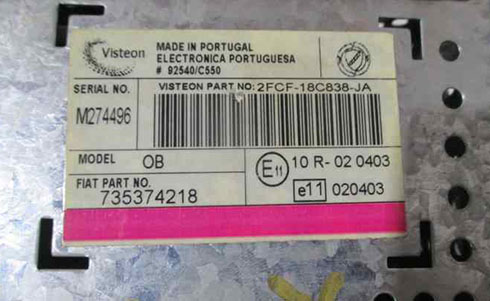 visteon radio serial number